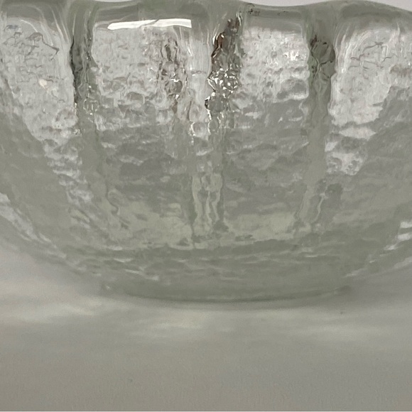 Recycled Glass Bowl Candy Dish 5” Clear Petal Style Flower Shape Heavy Trinket - Picture 12 of 15